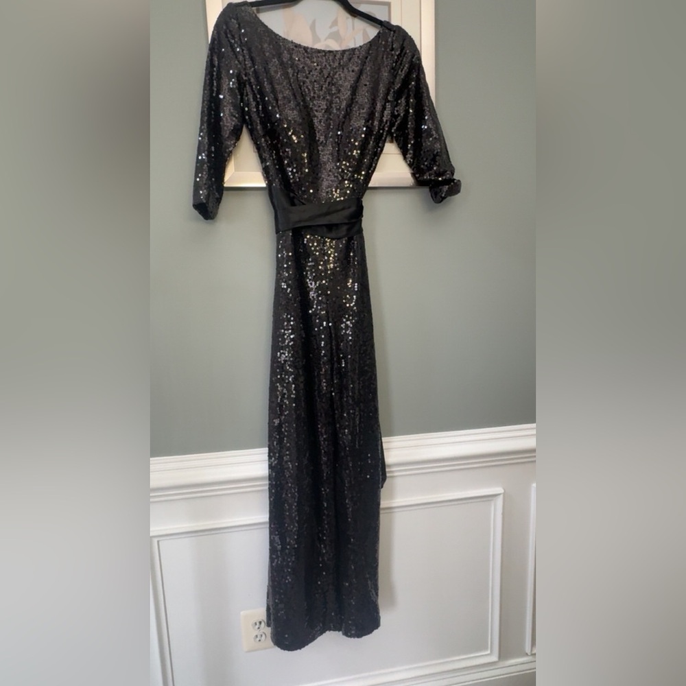 Terani Couture Elegant Black Sequin Jumpsuit
